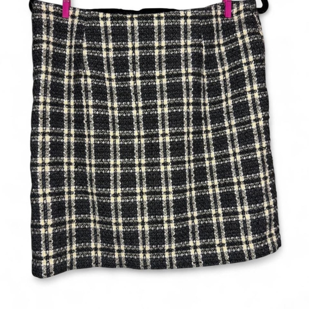 Jessica Scott petite size 14 black and white plaid wool blend mini skirt